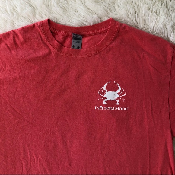 PALMETTO MOON • Coral Pink Crab Logo Preppy SC Cotton Tee Size Large - Picture 3 of 16